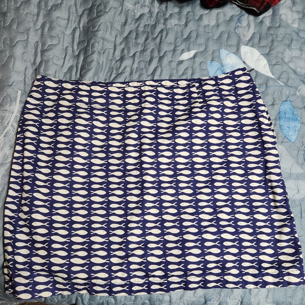 Garnet Hill Blue and White Mini Skirt